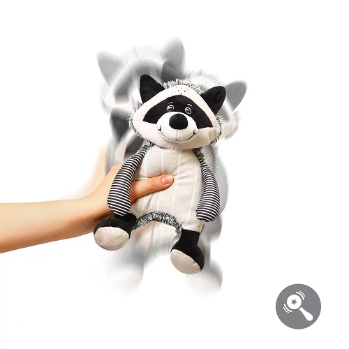 BabyOno Plyšová hračka s hrkálkou Racoon Rocky Mýval, černo-bílý