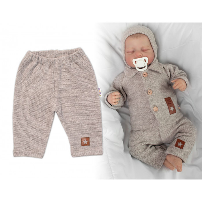 Pletené nohavice Hand Made Boy, Baby Nellys, béžové, veľ. 68
