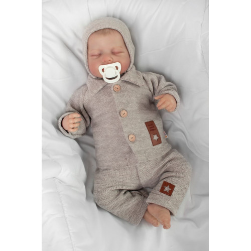 Pletené nohavice Hand Made Boy, Baby Nellys, béžové, veľ. 68