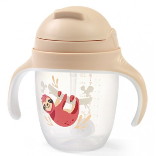 Nekvapkajúci hrnček so zaťaženou slamkou BabyOno, 240 ml, bežový