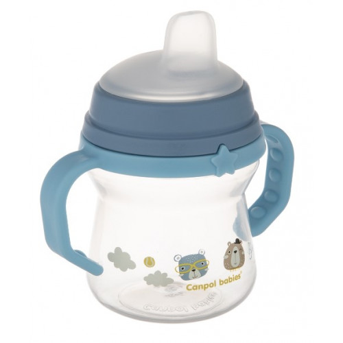 Nevylievací hrnček Canpol Babies s mäkkým náustkom - Bonjour, modrý, 150 ml