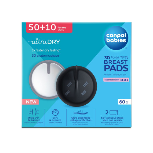 Vložky do podprsenky 3D 60 ks – priedušné, ultraabsorpčné, jednorazové, čierné