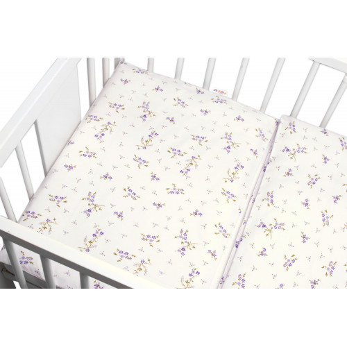 Obliečky do postieľky, 2D sada bavlna - Levanduľa, Baby Nellys, biela/fialová