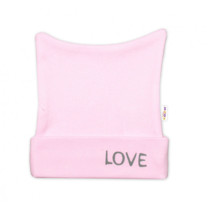 Novorodenecká čiapočka, Love - ružová, veľ. 62