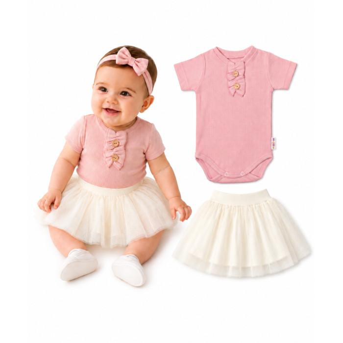 2D sada - body s krátkym rukávom Boho + tutu suknička cream, veľ. 74