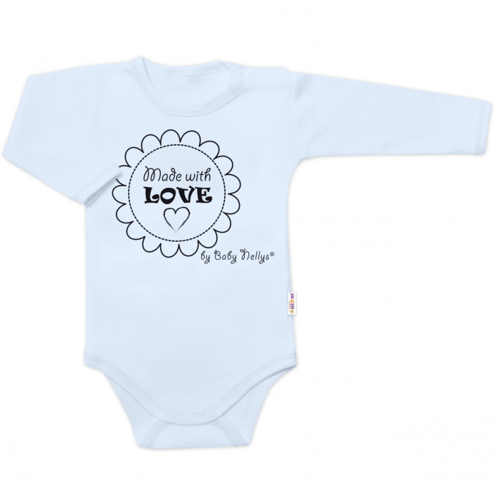 Body dlhý rukáv Baby Nellys, Made with love, svetlo modré, veľ. 62