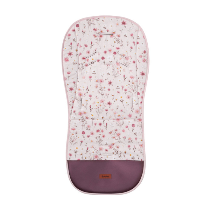 Oboustranná vložka do kočárku, velvet, bavlna, Květinky, růžové