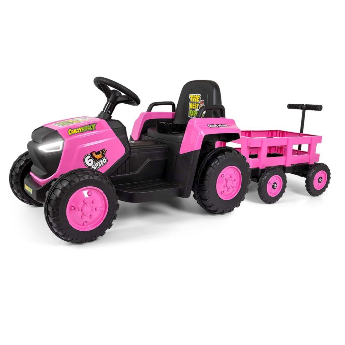 Elektrický traktor s prívesom Rolly 12V, detské autíčko na akumulátor, ružový