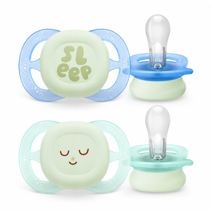 Ultra Start Nighttime cumlík 0–2 m, 2 ks – svietiaci, ortodontický, BPA FREE