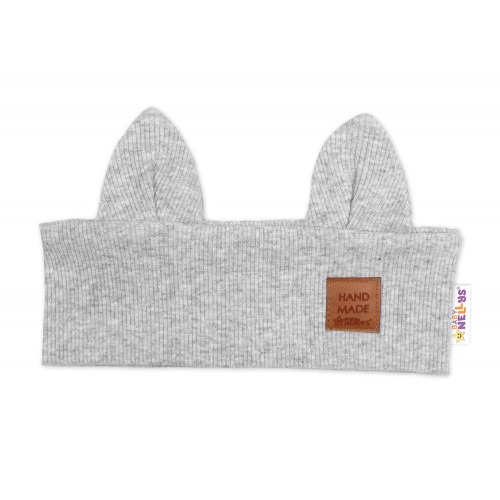 Čelenka Cat s úškami pre deti Hand Made - šedý melír, 4-8 rokov