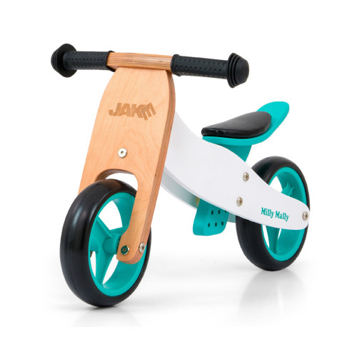 Drevené odrážadlo JAKE 2v1, trojkolka aj bicykel, 12–36 mesiacov, biela, mäta, Milly Mally
