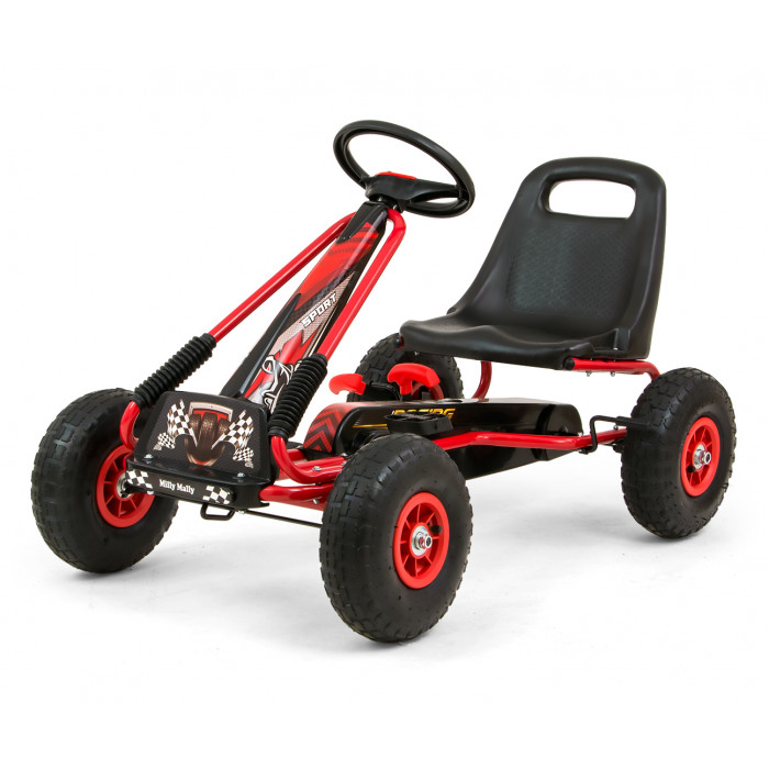 Dětská šlapací motokára THOR – nafukovací kola, brzda, 3–8 let, červená, černá