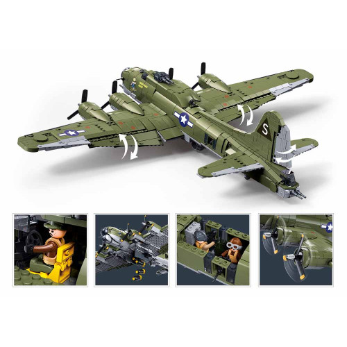 Sluban Model Bricks M38-B1367 Americký bombardér B-17G v mierke 1:44