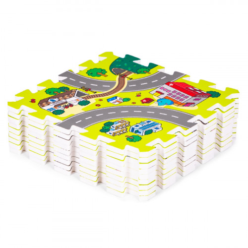 Penové puzzle, podložka - Mesto, 9 dielov