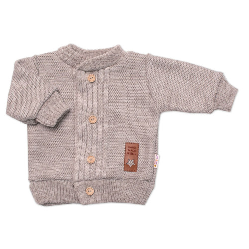 5-dielna pletená sada Baby Nellys, Boy, body, nohavice, sveter, čiapka, motýlik, béžová,80
