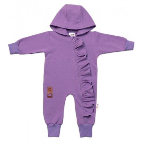 Teplákový overal s volánikom a kapucňou GIRL, Baby Nellys, fialový, veľ. 68