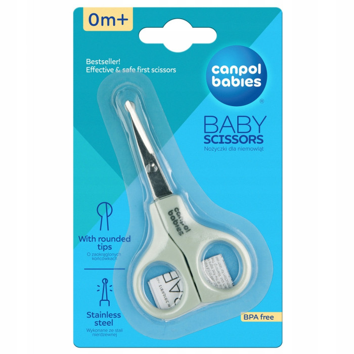 Dojčenské nožnice na nechty Canpol Babies s guľatou špičkou - rôzne farby