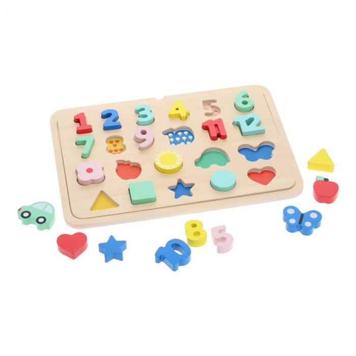 Vkladacie puzzle s číslami a tvarmi viacjazyčné