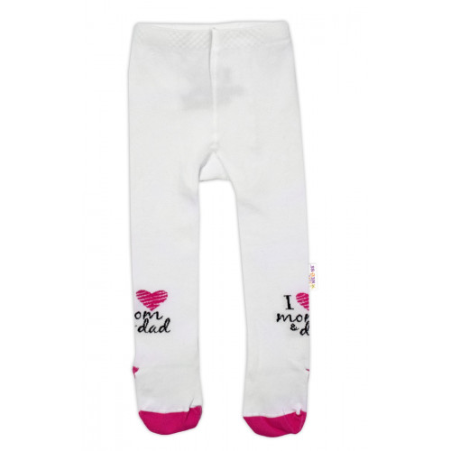 Baby Nellys Bavlnené pančucháče I love mom & dad - ružové, veľ. 80/86