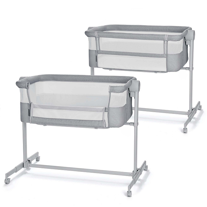 Prístavná postieľka 2v1 Kinderkraft NESTE UP 2 Light Grey s matracom