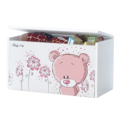 Box na hračky, truhlička Macko STYDLÍN růžový
