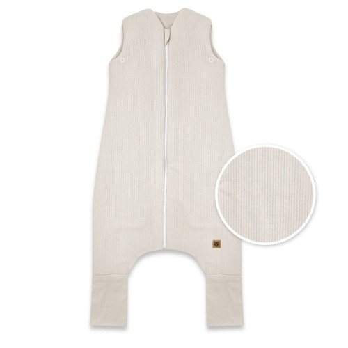 Spací vak so zahrnovacími nohavičkami, Soft Interlock, prúžok, béžový, veľ. M