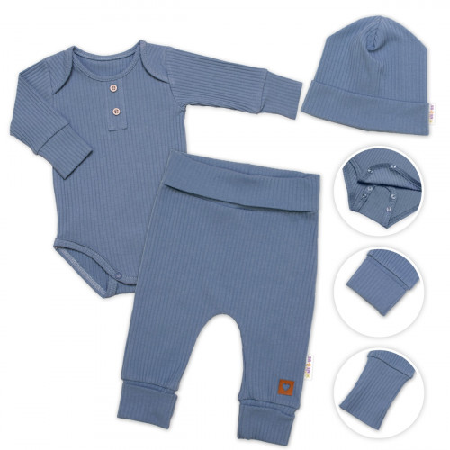 Rebrovaná rastúca súprava 3D, Baby Boy - jeans, veľ. 68/74