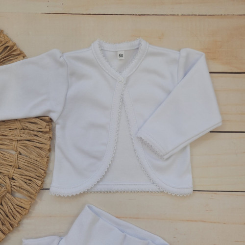 4-dielna bavlnená sada pre bábätko do pôrodnice, biela, veľ. 62