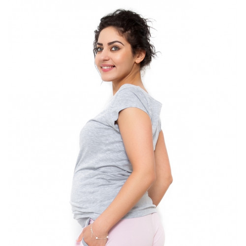 Be MaaMaa Tehotenské tričko/blúzka Celina - svetlo sivá