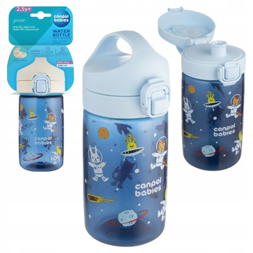 Junior fľaša na pitie 400 ml s pítkom 30m+ – detská fľaša, plastová, modrá