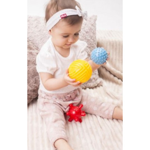 TULLO Edukačné farebné loptičky 3ks v balení, žltý/červený/modrý