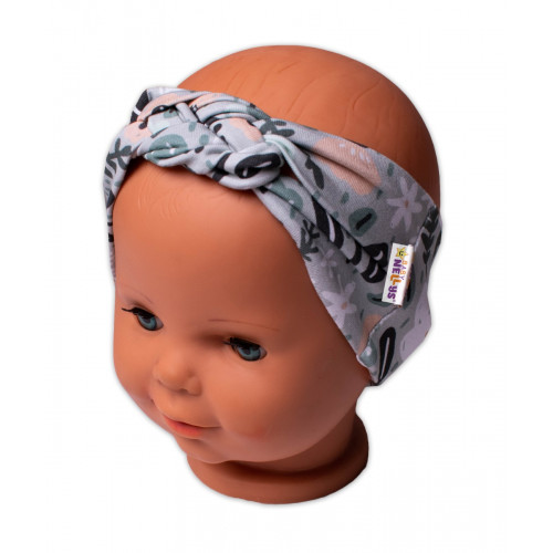 Baby Nellys Hand Made Dvojvrstvová prepletaná čelenka Palouček, mätová, 92/98