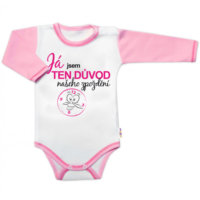 Body dl.rukáv s vtip. textom Baby Nellys, Já jsem TEN DŮVOD našeho zpoždění,vel. 86, holka