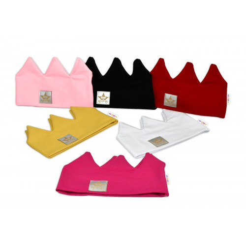 Hand Made Bavlnená čelenka - dvojvrstvová, Korunka - biela, 104/116