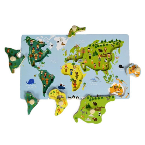 Adam Toys Edukačná vkladačka s úchytmi - Mapa Sveta