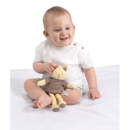 CHICCO plyšový medvedík s hrkálkou My Sweet Doudou. béžový
