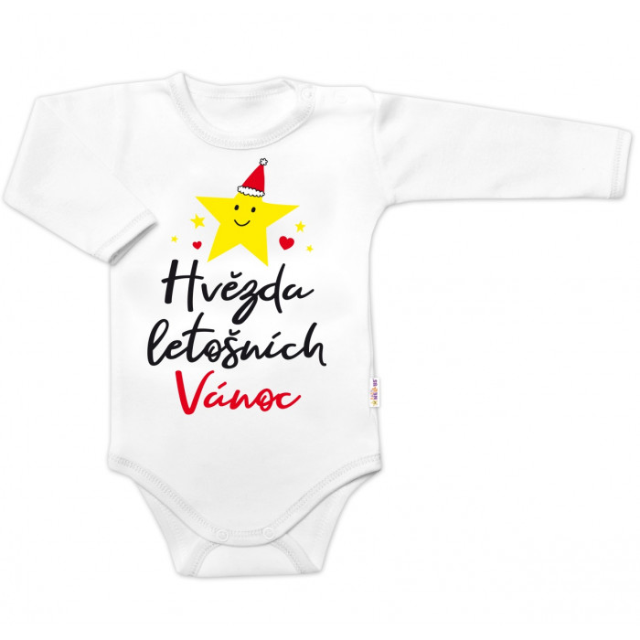 Body dlhý rukáv Hvězda letošních Vánoc, Baby Nellys, biele, veľ. 68