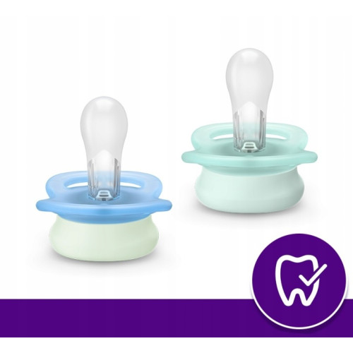 Ultra Start Nighttime cumlík 0–2 m, 2 ks – svietiaci, ortodontický, BPA FREE