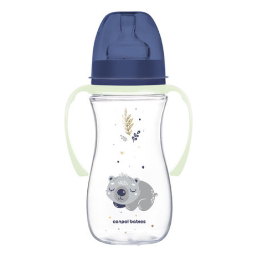 Antikoliková dojčenská fľaša Canpol babies EasyStart 300 ml Sleepy Koala s úchytmi