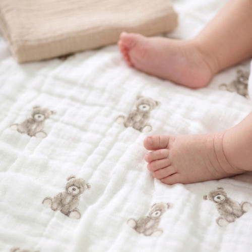 Mušelínové pleny krešované sada 3 ks Teddy beige – 120×120, 70×60, 30×35 cm