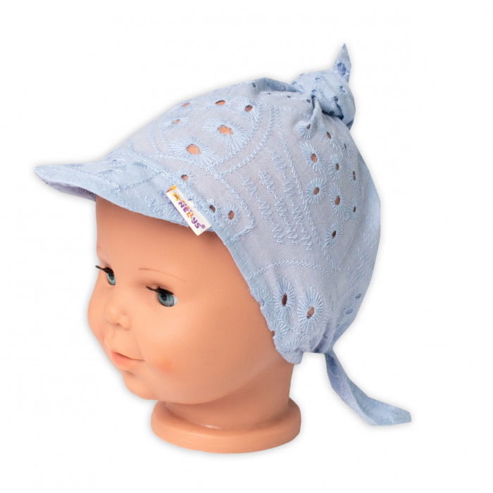 Letná šatka so šiltom, bavlna, Madeira, Baby Nellys - jeans, veľ. 9/36 m