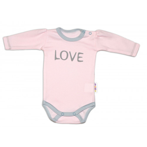 Baby Nellys Body dlhý rukáv Love - ružové, veľ. 68