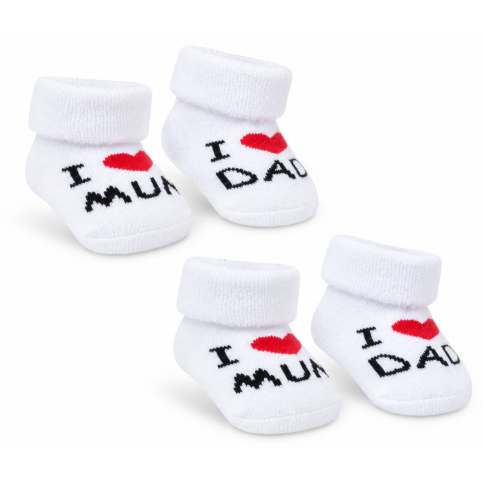 Dojčenské froté ponožky MUM&DAD, sada 2 páry, biele