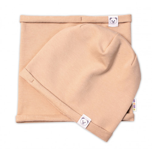 Čiapka s nákrčníkom bavlna, Little Bear, Baby Nellys, béžová, veľ. 98/134