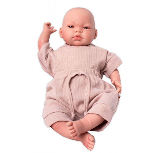 Baby Nellys 2-dielna mušelínová súpravička, tričko + kraťasky BOY, béžová, veľ. 62