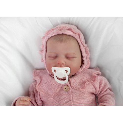 Pletená čiapočka na zaväzovanie bonetka Girl, Hand Made Baby Nellys, púdrová, veľ. 68/74