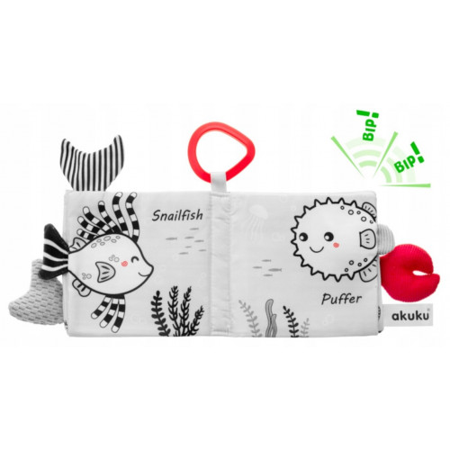 Kontrastná, edukačná knižka Akuku, Delfín