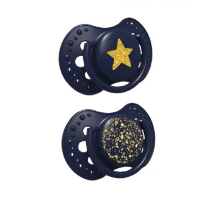 Lovi Silikónové dynamické cumlíky 3-6m, Stardust - modré