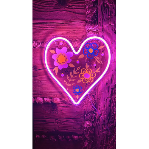 LED NEON LIGHT lampička Srdce, LED Neon lampička USB dekorácia