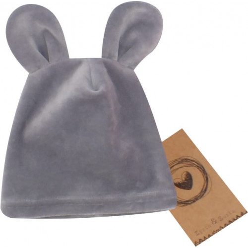Z&Z Velúrová, semišková čiapočka s uškami Teddy, sivá, veľ. 68/74